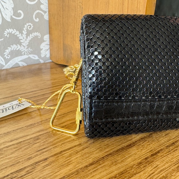 Whiting & Davis NWT Vintage Card Wallet w/ Gold Key Holder Black Mesh @ Leather - Picture 5 of 16